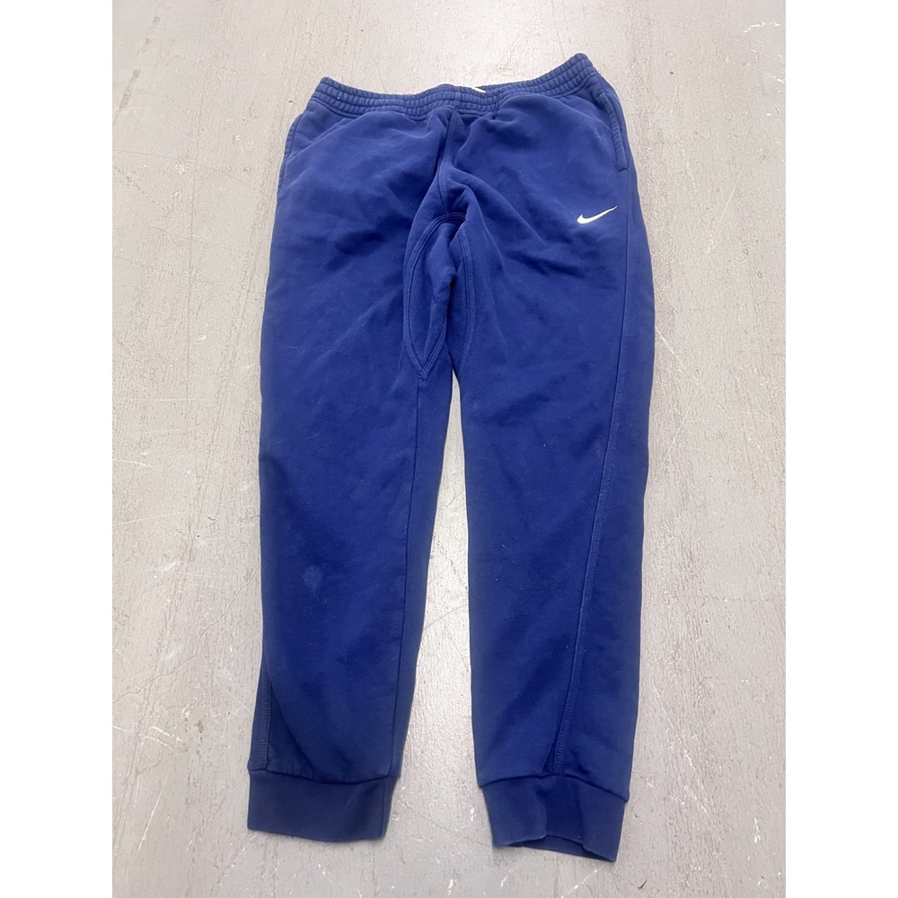 Nike Sweatpants Mens Large Navy Fleece Lined Swoosh Logo Tapered Leg Performance